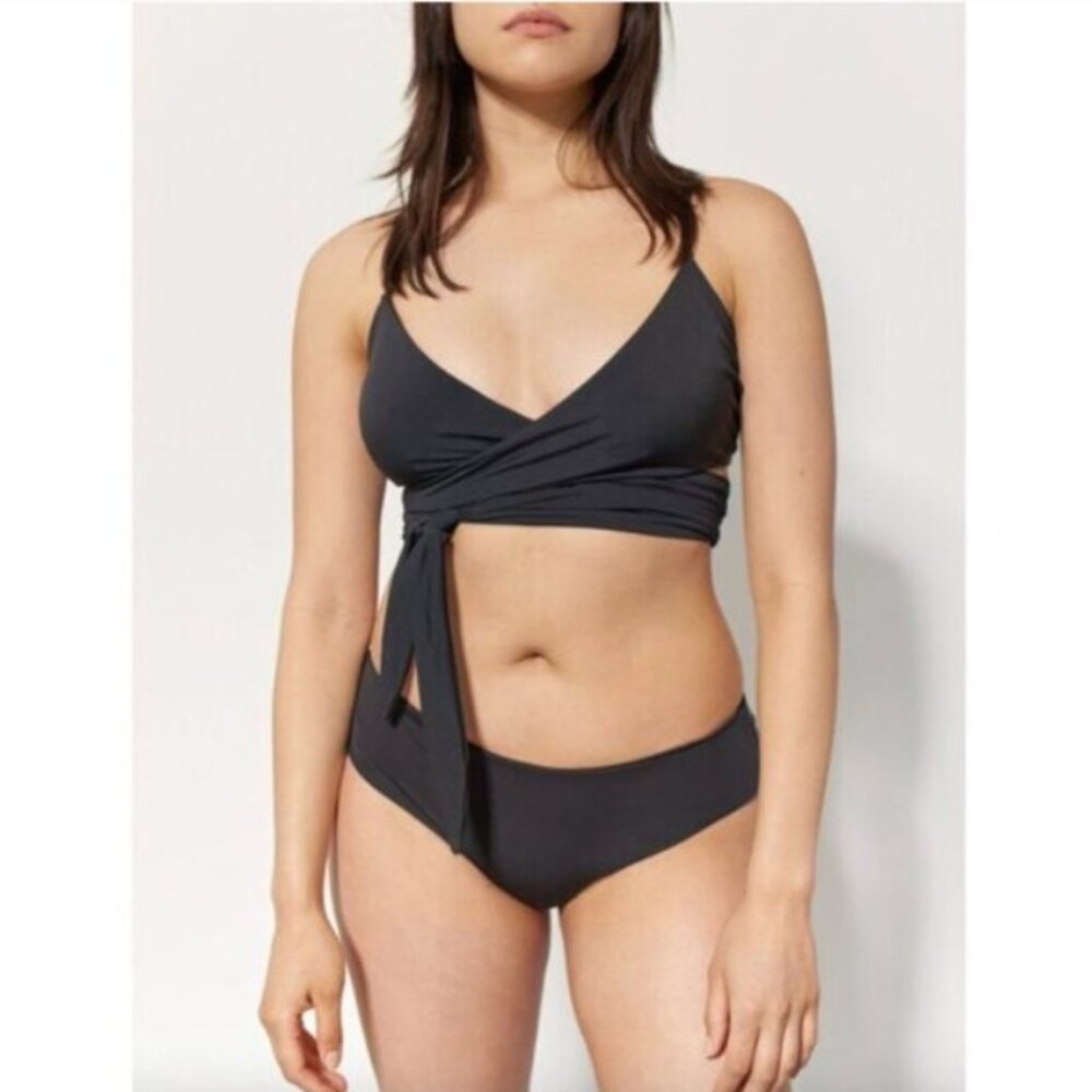 NWT Mara Hoffman Bikini Set Mila Top + Nora Bottom Womens XS Black 2 Pc Swim
